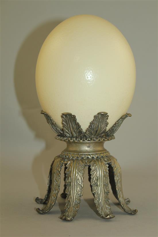 Manner of Redmile. An ostrich egg, 9.75in.